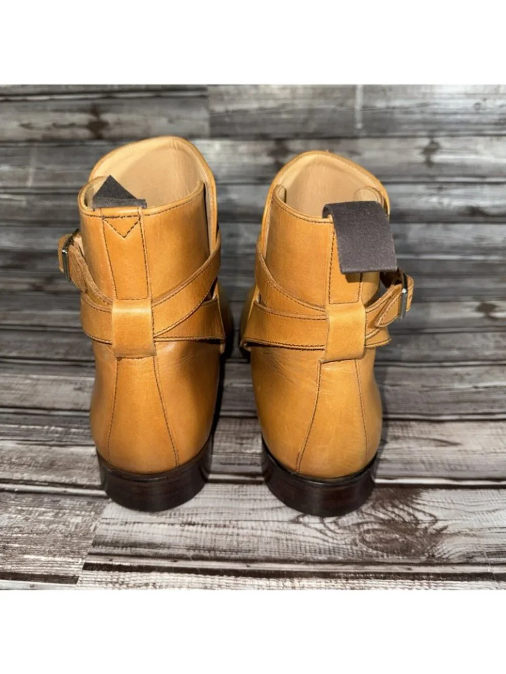 PEAL & CO x Brooks Brothers Ankle Monk Strap Leather Boots Size 9.5 Color Brown